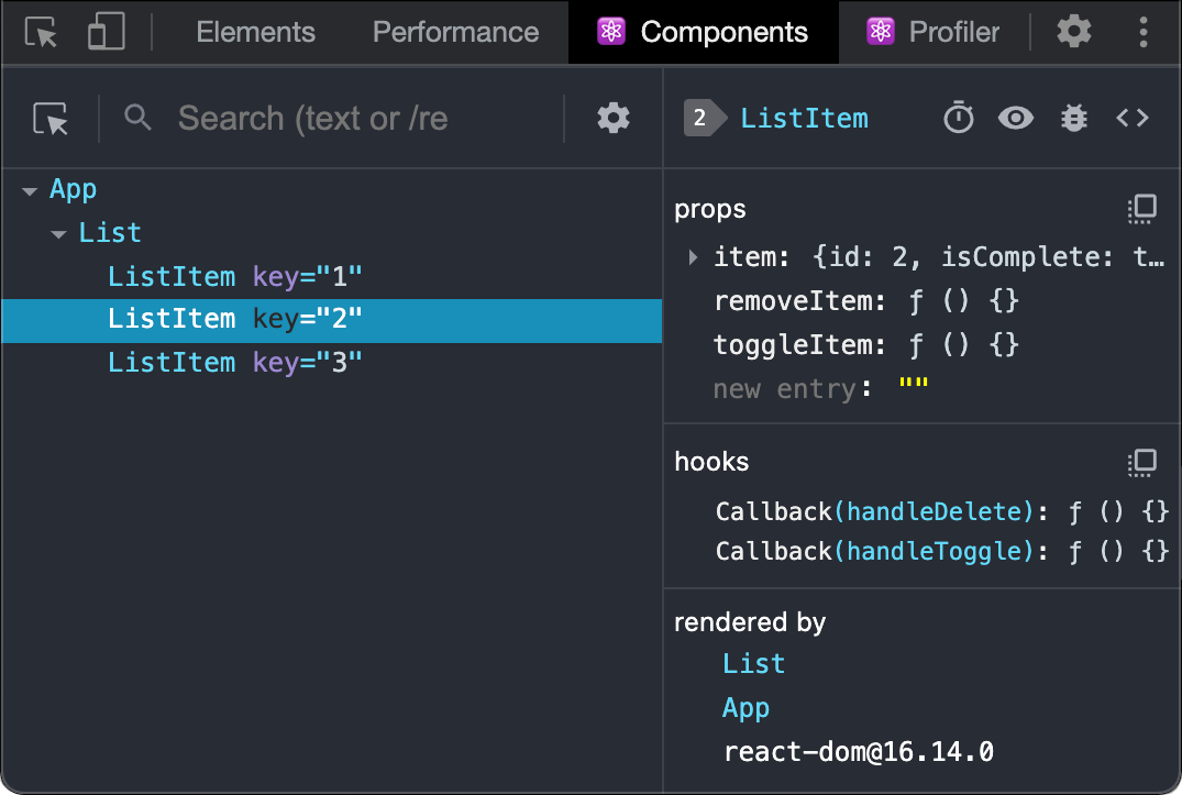 React devtools illustration